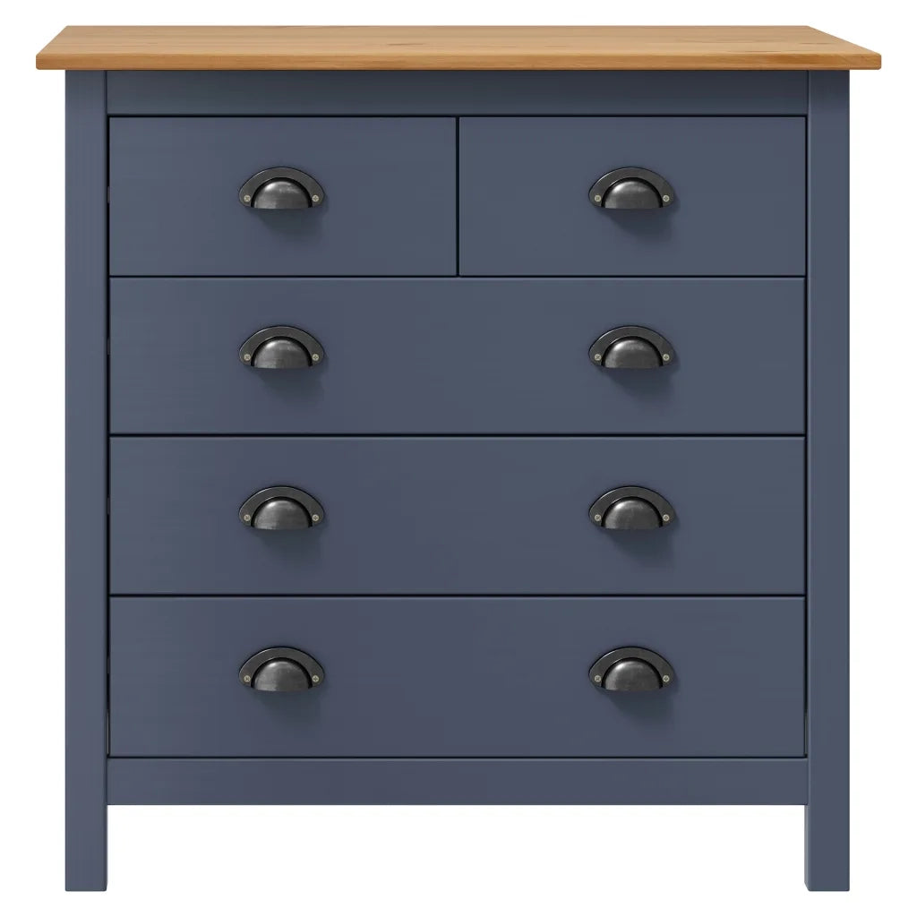 Credenza Hill Grigia 79x40x80 cm in Legno Massello di Pino cod mxl 9151