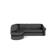 Divano ad angolo sinistro convertibile BENANA 250 cm grigio scuro e nero con baule