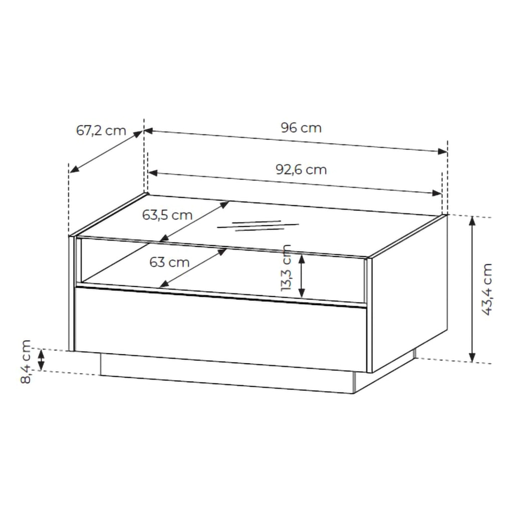 Karisasa, Tavolino da Salotto un Cassetto, 96x40x43h cm Marrone Chiaro