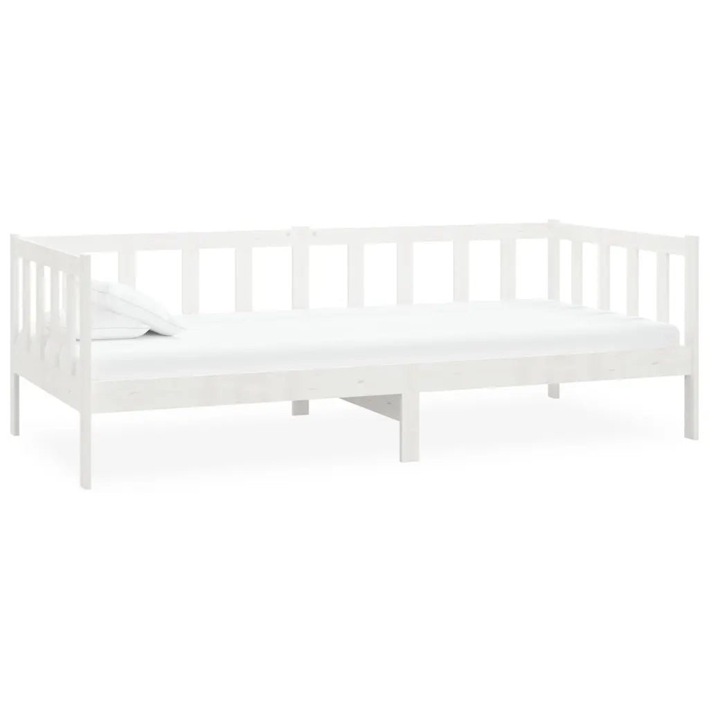 Divano Letto con Materasso 90x200 cm Bianco in Legno di Pino 3083620