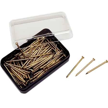 CHIODINI PER GANCI PER QUADRI OTTONATI 25 mm - scatolina 100 pezzi - 15 confezioni