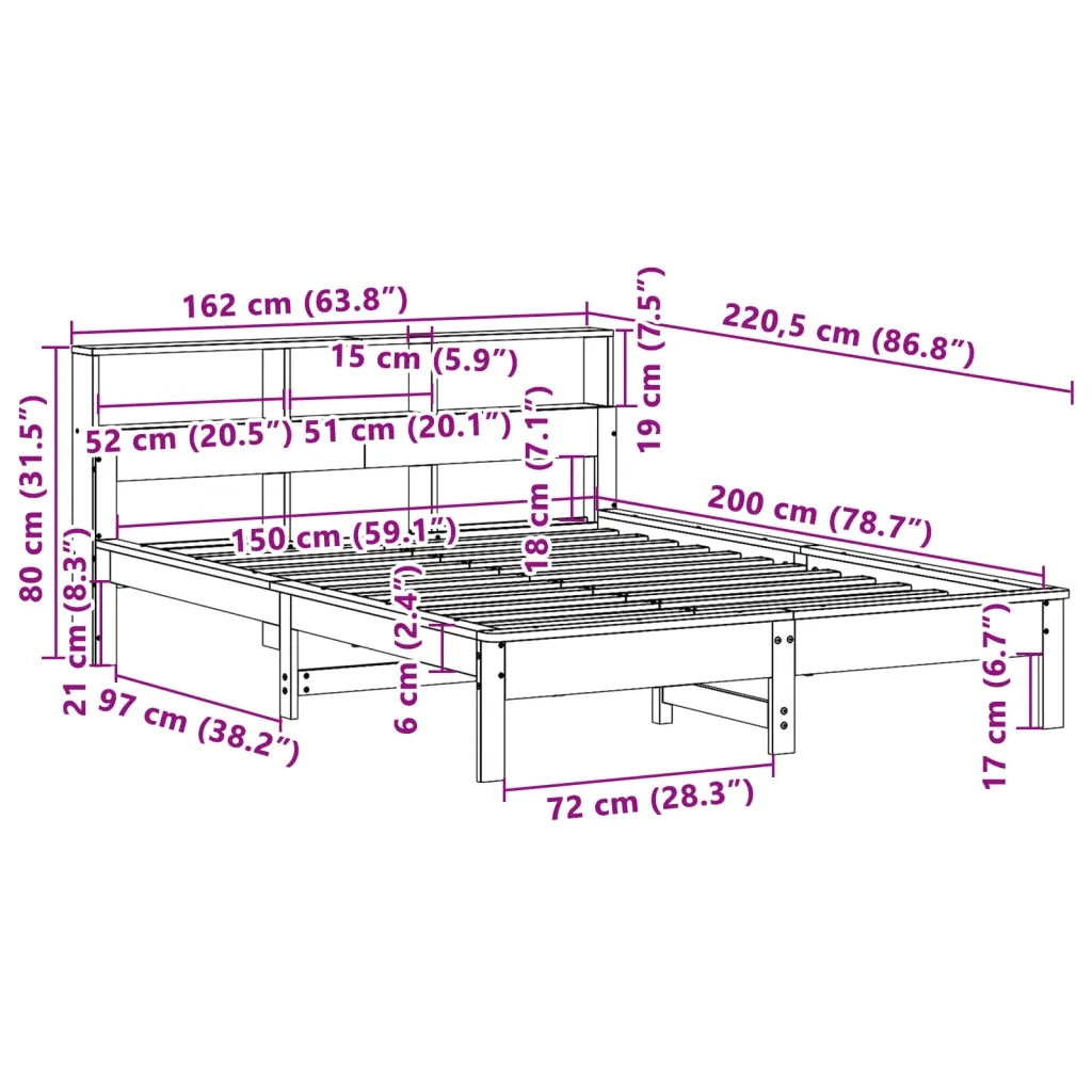 Letto senza Materasso Bianco 150x200 cm Legno Massello di Pino 3309735