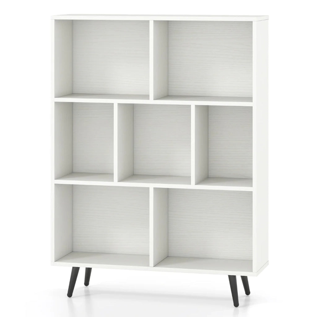 Scaffale moderno portaoggetti a 7 cubi 80 x 24 x 107 cm con caratteristiche di sicurezza rinforzate sensazione di comfort legno MDF bianco 20_0014792