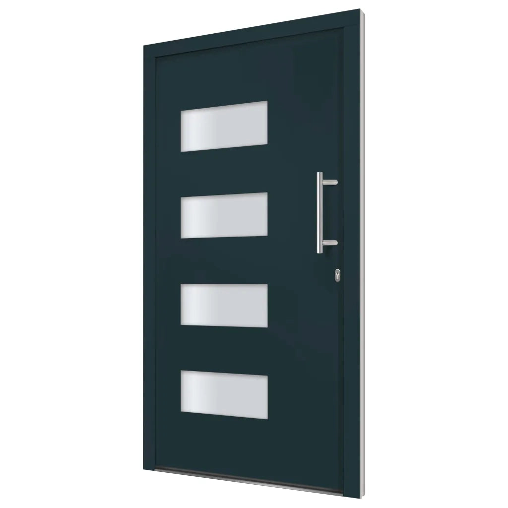 Porta d'Ingresso in Alluminio e PVC Antracite 100x210 cm 3056825