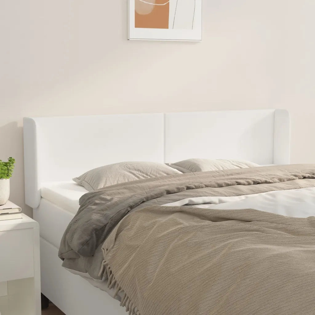 Testiera | Testata ad Orecchio Bianca 147x16x78/88 cm in Similpelle