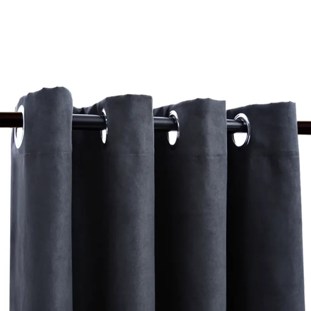 Tende Oscuranti | Tende Blackout con Anelli in Metallo 2 pz Antracite 140x245 cm