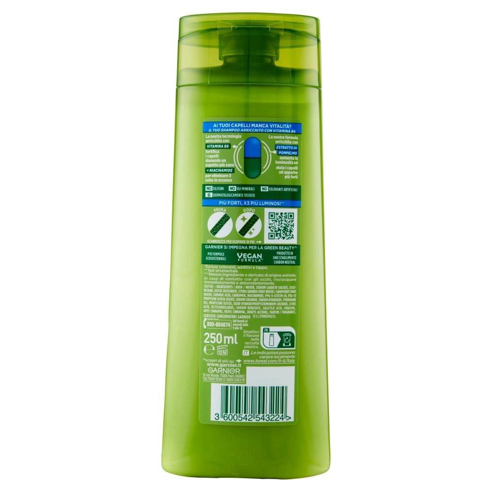 GARNIER FRUCTIS SHAMPOO PIU FORTI X3 PIU LUMINOSI 250 ML  PER CAPELLI NORMALI ESTRATTO DI POMPELMO
