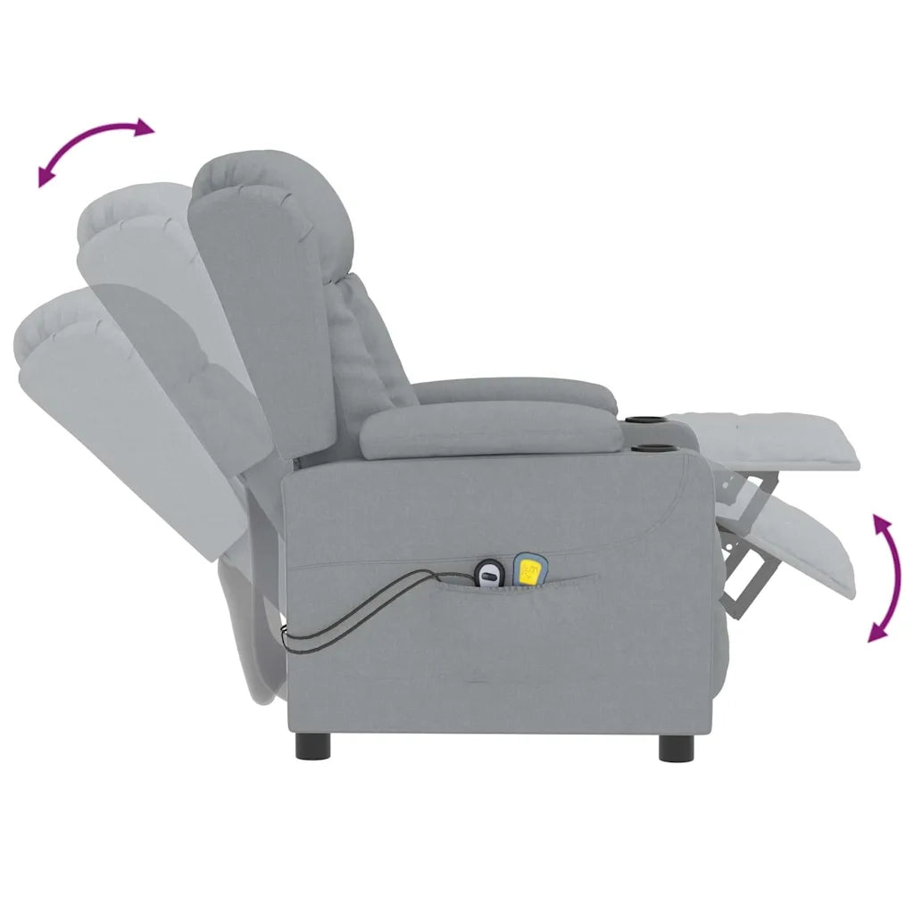 Poltrona Massaggiante | Sedia Relax Elettrica Grigio Chiaro in Tessuto