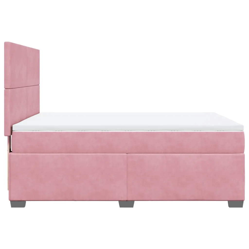 Giroletto a Molle con Materasso Rosa 160x200 cm in Velluto 3290953