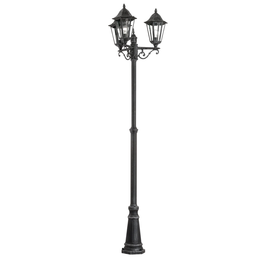 Lampione Esterno Classico Navedo Alluminio Nero 3 Luci E27