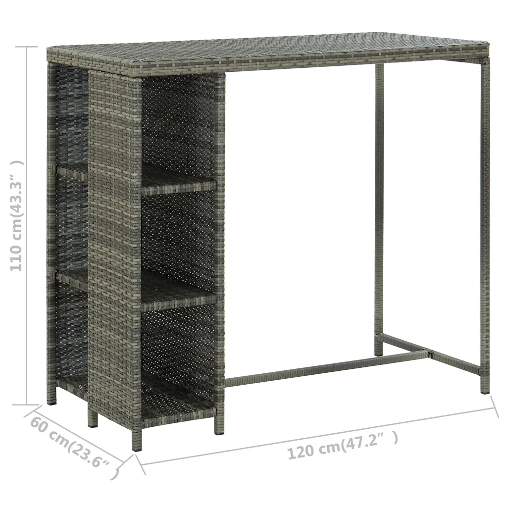 Set da Bar da Giardino 5 pz con Cuscini in Polyrattan Grigio cod mxl 45583