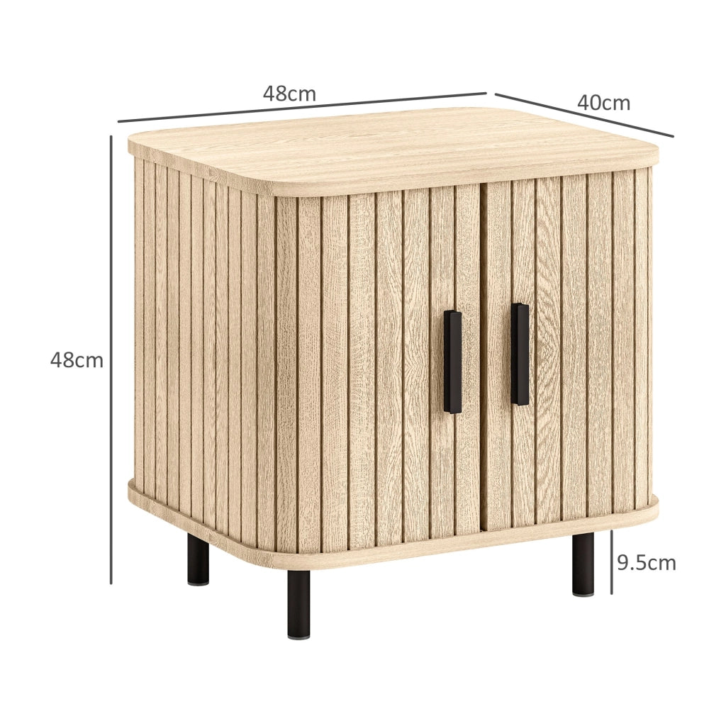 Set 2 Comodini Stile Nordico 48x40x48 cm in Legno Canettato Rovere e Nero