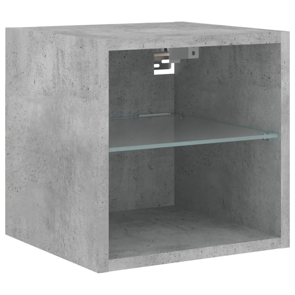 Mobile TV a Parete con Luci LED-Mobile TV a Muro Grigio Cemento 30x28,5x30 cm