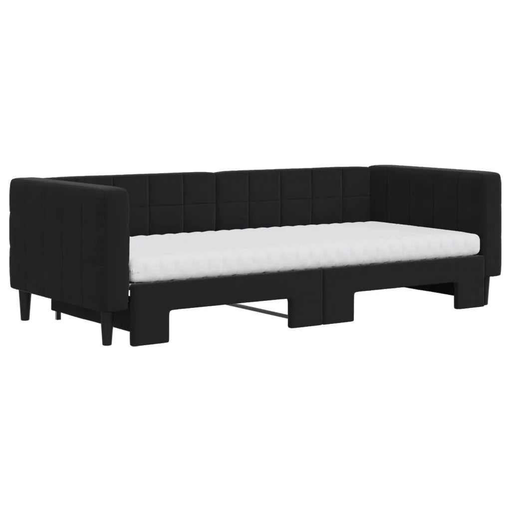 vidaXL Divano Letto Estraibile con Materassi Nero 90x200 cm Velluto