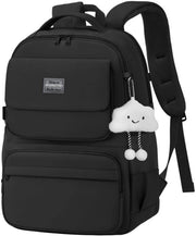 Borsa da Spalla per Ragazze con Tasca per Laptop 15,6", Impermeabile, Leggera, 25L per Scuola e Viaggio Nero