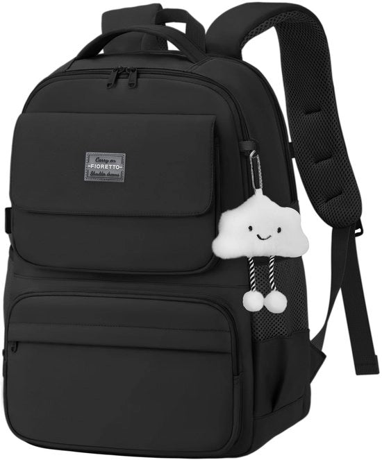 Borsa da Spalla per Ragazze con Tasca per Laptop 15,6", Impermeabile, Leggera, 25L per Scuola e Viaggio Nero