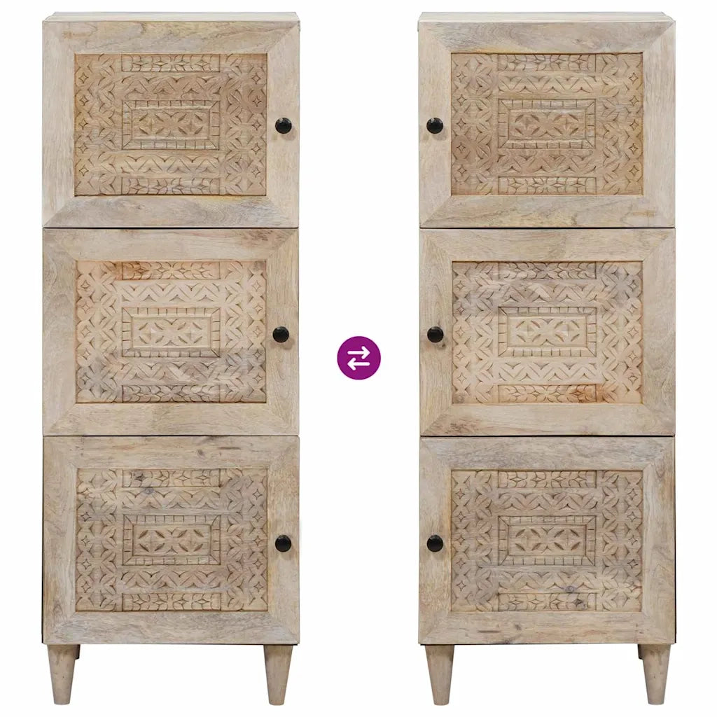 Credenza Bianco 40 x 33 x 110 cm legno massello di mango 4018145