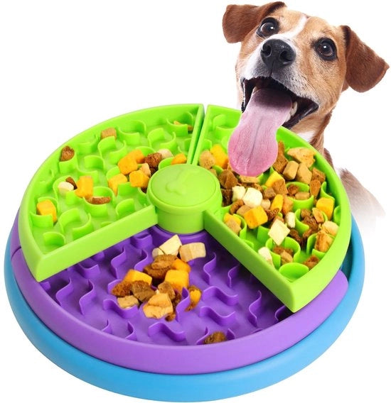 Anti-gulpeggiante ciotola per cani con 3 livelli - alimentatore a rilascio lento contro il gulping e un senso di gonfiore, dispenser interattivo antiscivolo per cani, per cani di taglia media e grande, ciotola per cani enigmatica (BPA-free)