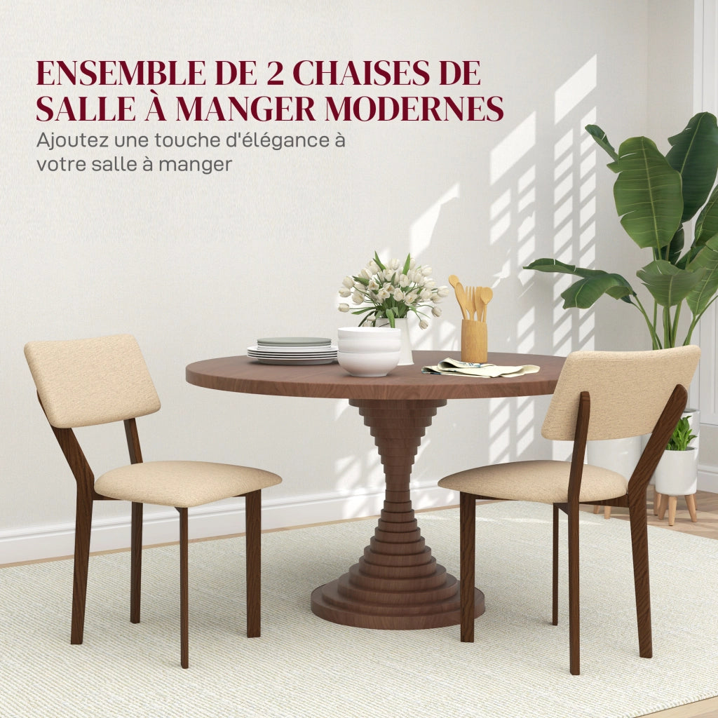 Sedia da pranzo ¨C Zephmum ¨C Legno Tissuto Beige 49x56x85 cm