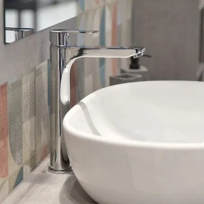 Miscelatore lavabo alto cromato completo di piletta click clack Zoe
