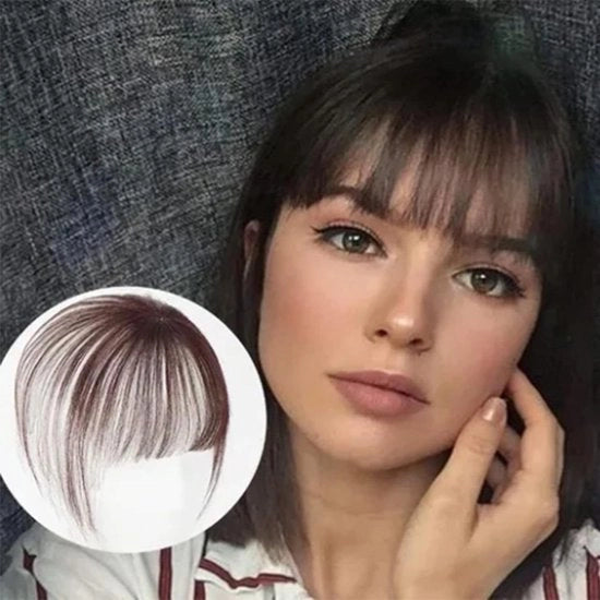 Pony inchiò a clip con capelli umani per contorno del viso - 91 pollici - colore marrone scuro