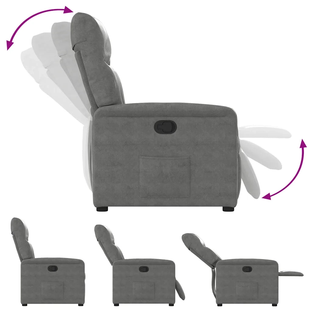 Divano Sedia-Poltrona Reclinabile Grigio Scuro in Tessuto di Microfibra 263730