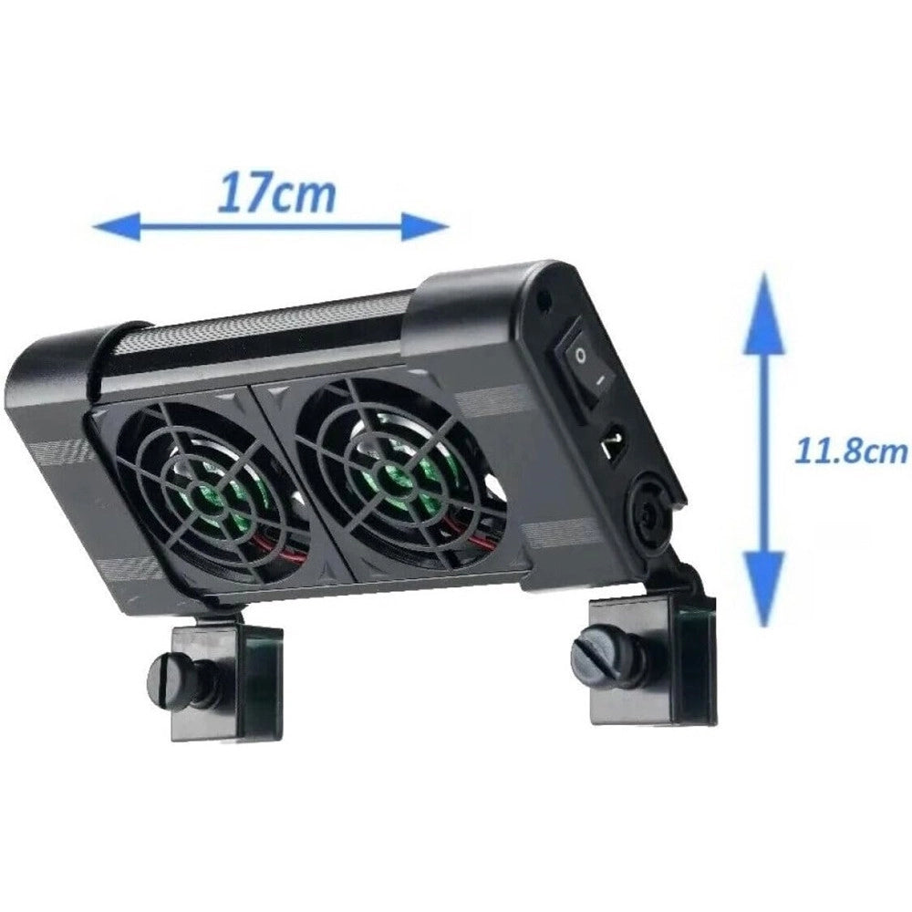 Trade Shop - Doppia Ventola Di Raffreddamento Per Acquario Ventilatore Doppio 12v 50mm Fs-602 -