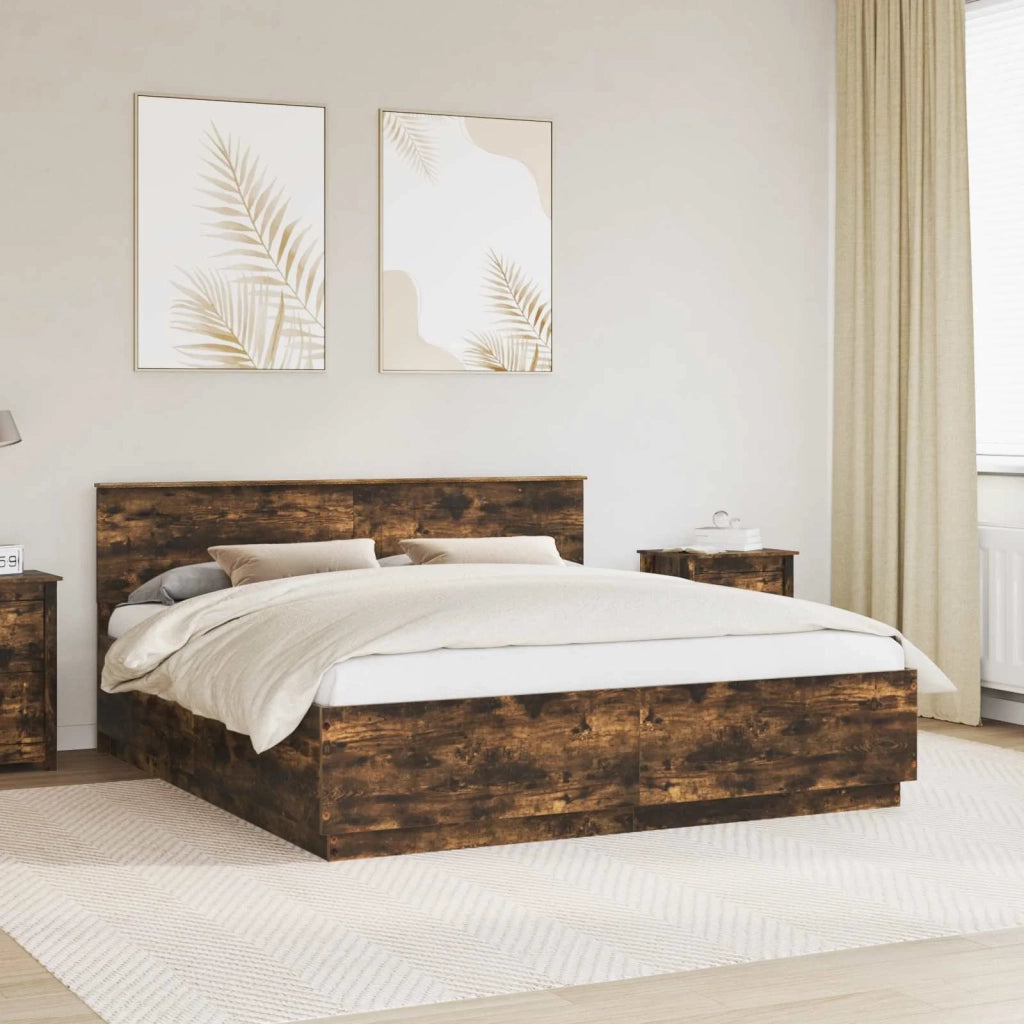 Struttura del letto Rovere fumé 200 x 200 cm Legno multistrato