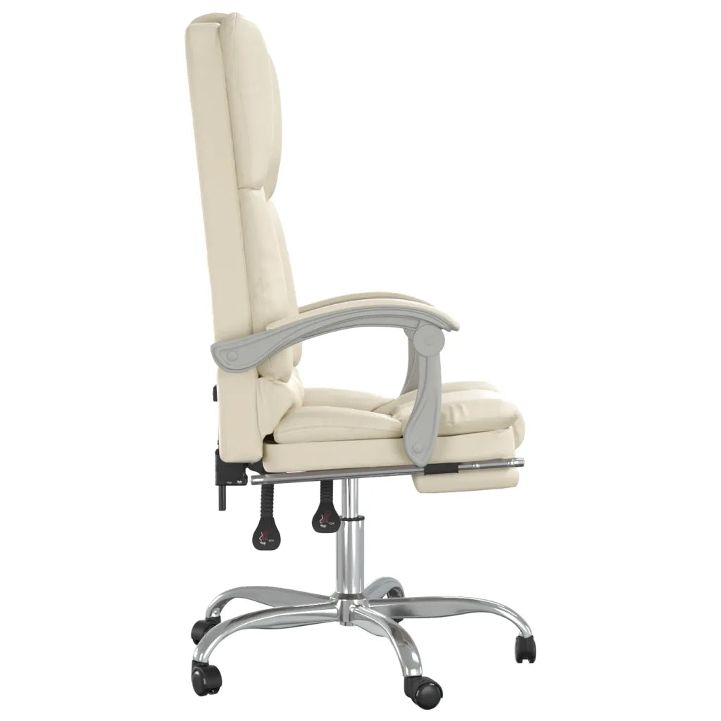 Poltrona da Ufficio Massaggiante Reclinabile Crema Similpelle cod mxl 17719