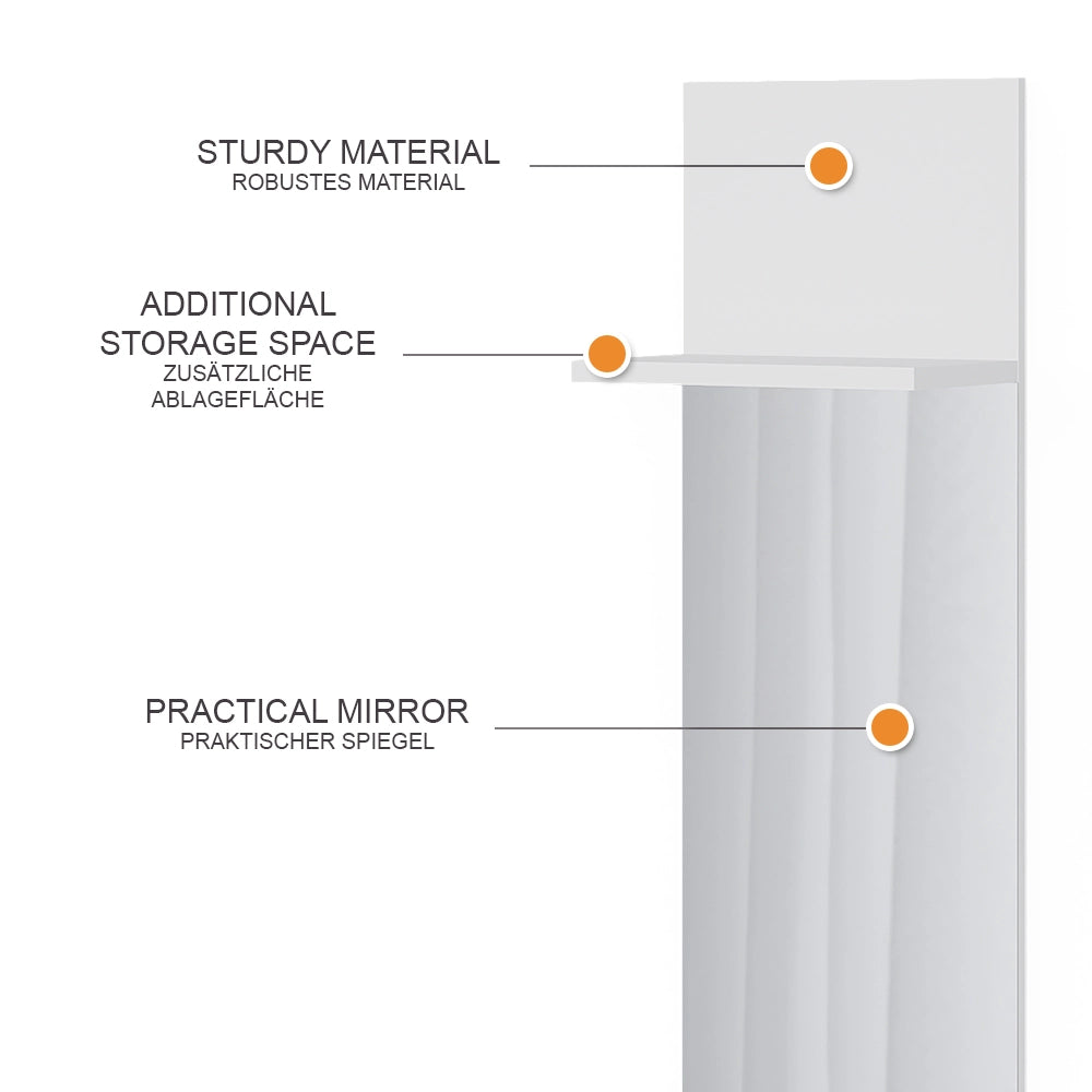 Vicco Appendiabiti da parete Bianco 36 x 135 cm con specchio
