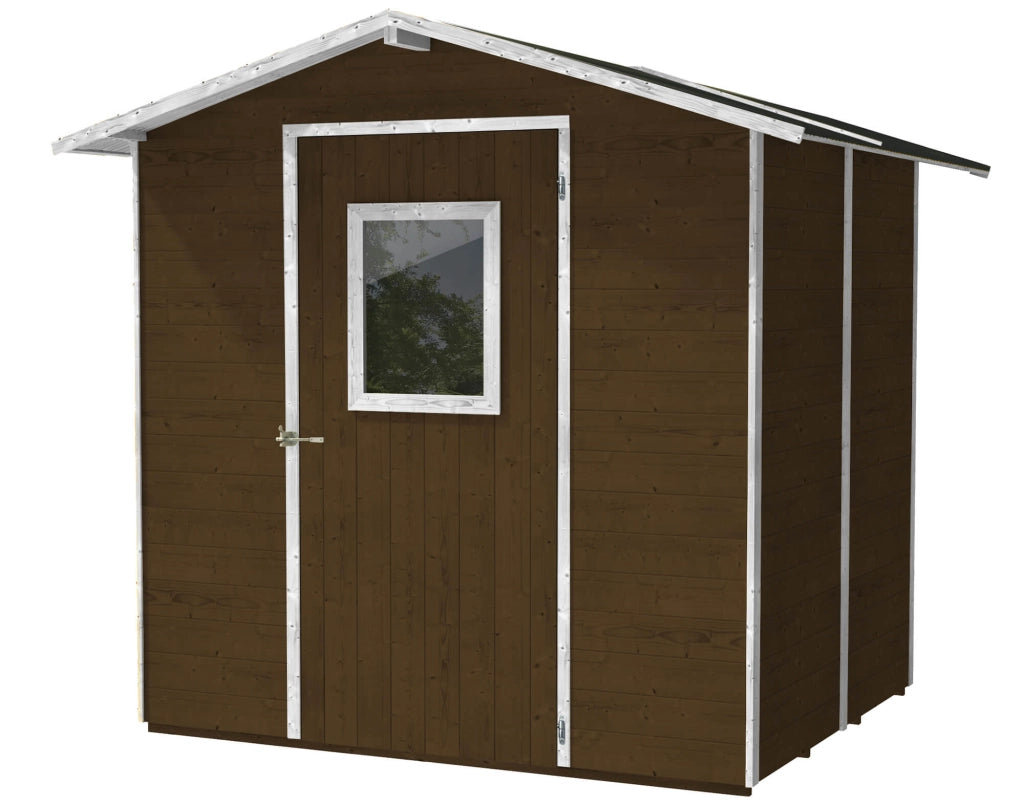 Casette Box da Giardino in Legno Porta Utensili 200x167x214 cm con Porta e Finestra Ecla Noce