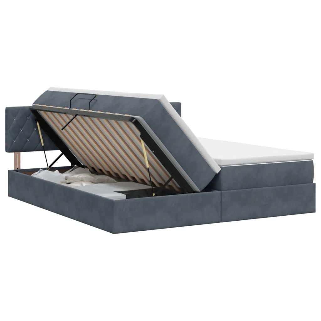 Letto con Contenitore con testiera 2 pz Grigio Scuro 3458938