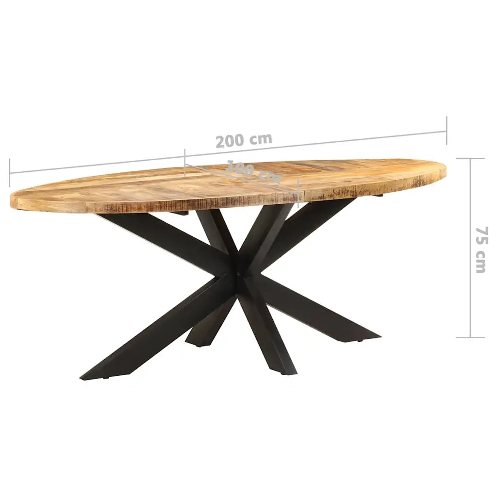 Tavolo da Pranzo Ovale 200x100x75cm in Massello di Mango Grezzo 321675