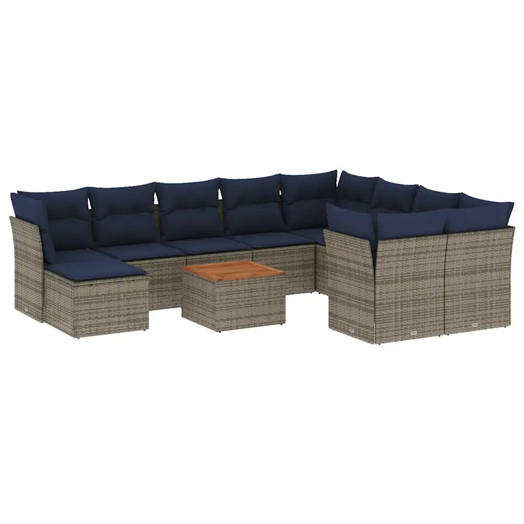 Set Divani da Giardino 11 pz con Cuscini Grigio in Polyrattan 3256306