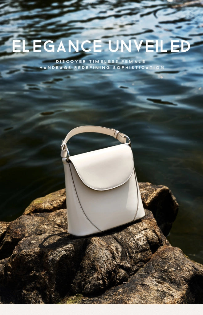 Borsa a tracolla da donna in vera pelle, mini borsa bianca