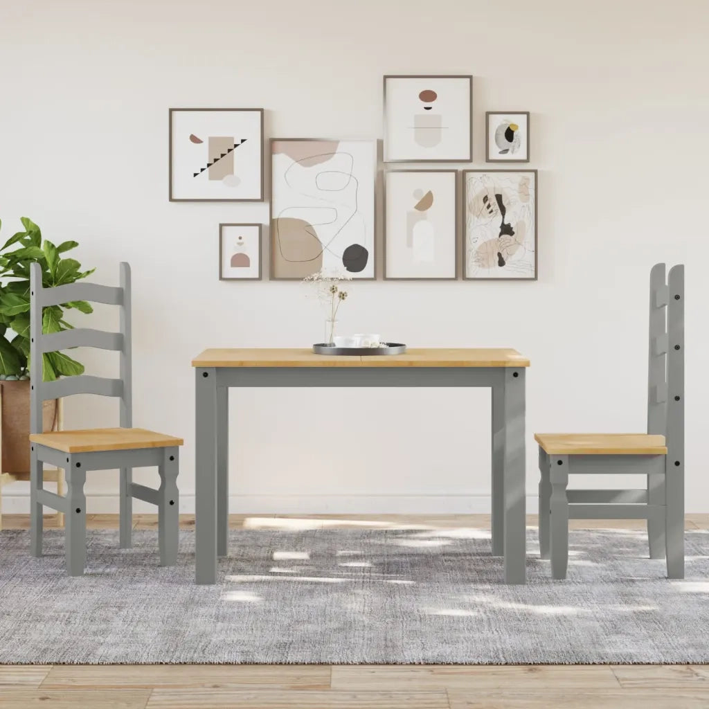 Sedie da Pranzo 2 pz Corona Grigie 42x47x107 cm Legno Massello di Pino