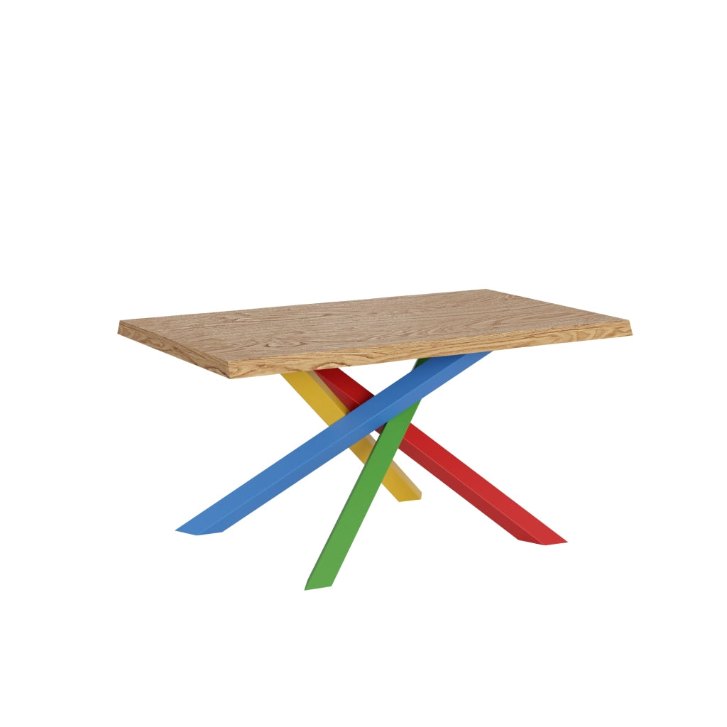 Tavolo Fisso 140x90 cm Versalux Rovere Scortecciato Gambe Multicolore 4/B
