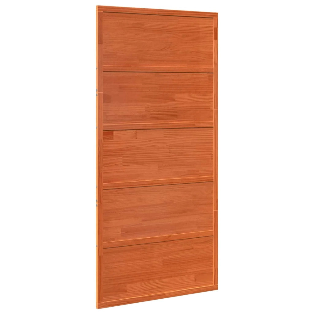 Porta del fienile Marrone cerato Legno Massello di Pino