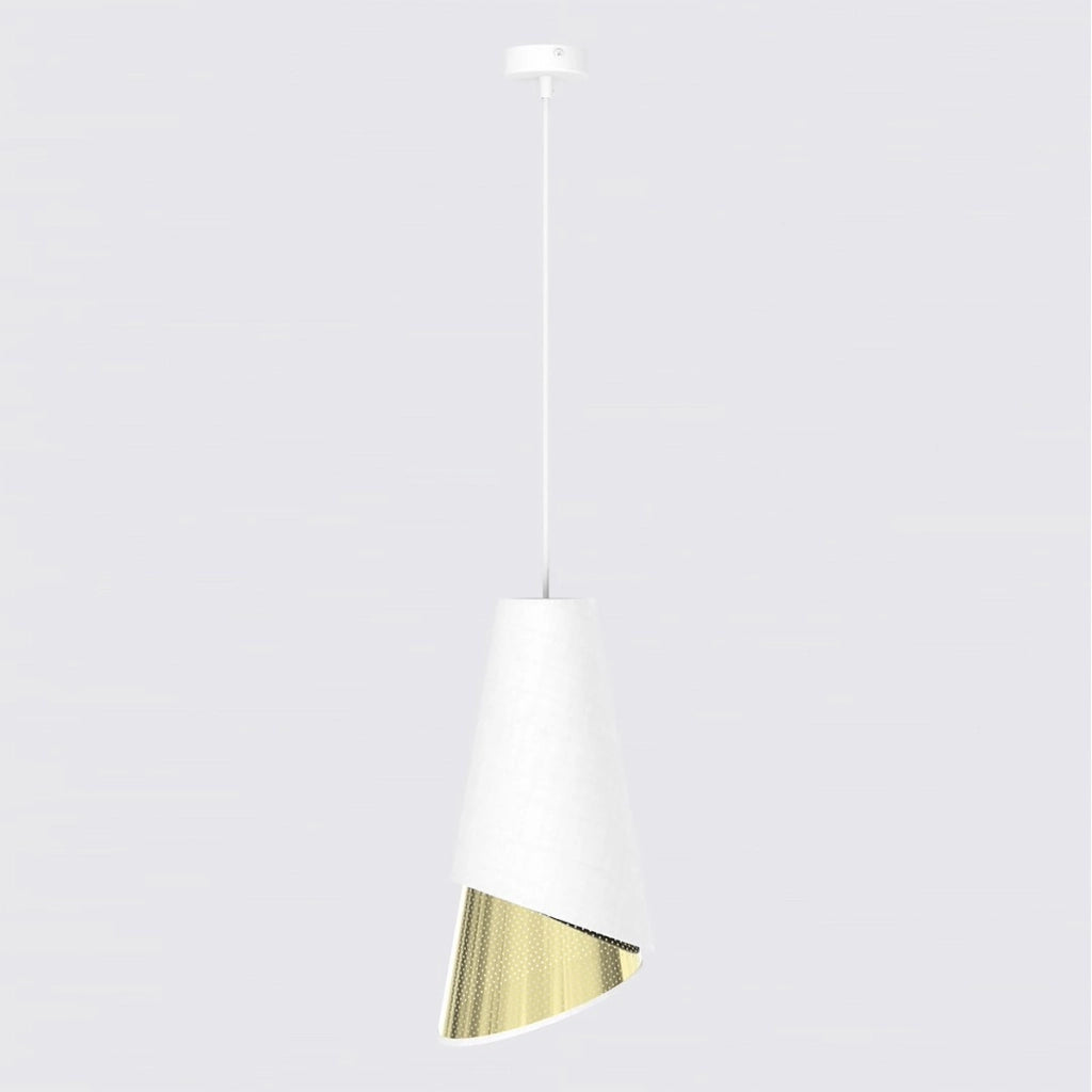 Lampada a sospensione MODA bianca con interno oro