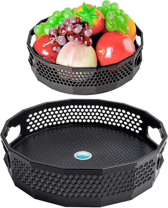 Piatto girevole organizzatore cucina - griglia giratoria spezie - organizzatore di piatti per frigorifero - nero - 2 pezzi