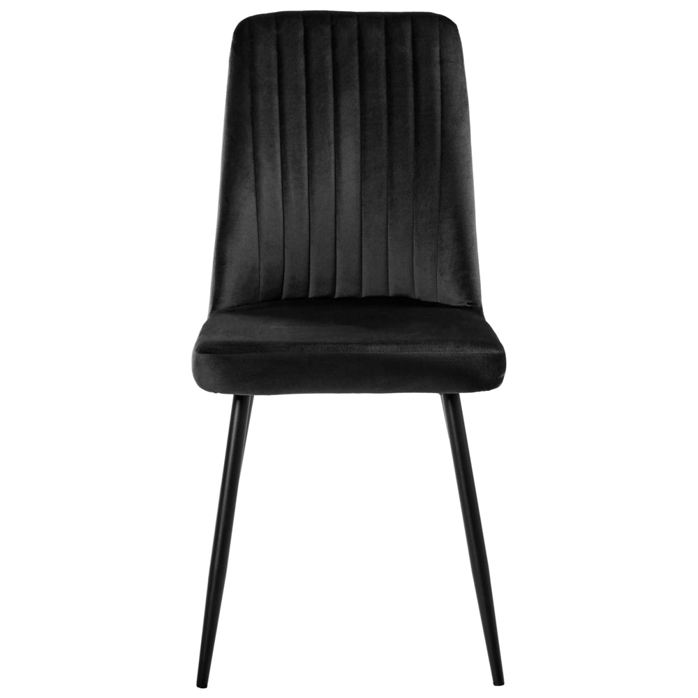 Set di 4 sedie da pranzo con seduta in velluto imbottito Stile moderno Senza braccioli Gambe in ferro nero