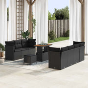 Set Divano da Giardino con cuscino 10 pcs Nero 3363399