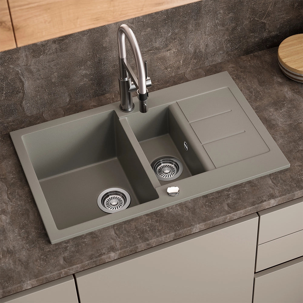 Bergström Lavello Calcestruzzo 80 x 50 cm con area di asciugatura