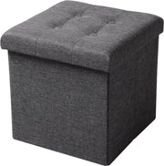 Poef in Lino Grigio - Cassetto - Hocker - Bancarella - Bancarella per Scarpe - Cassetto per Woonkamer, Corridoio, Camera