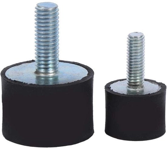 Isolatore di Demping in Lega di Alluminio CNC con Trillingo Isolante in Gomma - Nero/Argento - Dempingselement - Diametro delle Viti a Dente di Sega 6mm/8mm