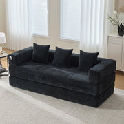 Set divano 3 posti + 3 pouf - Xylo - Velluto costato, imbottitura 32D, home cinema