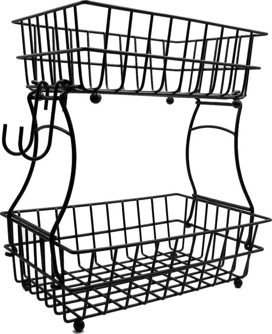 Standarizzatore per frutta e verdura 2 in 1 con contenitore rimovibile metallico per conservazione frutta e verdura, progettato senza viti, contenitore per frutta e verdura per la cucina (nero)