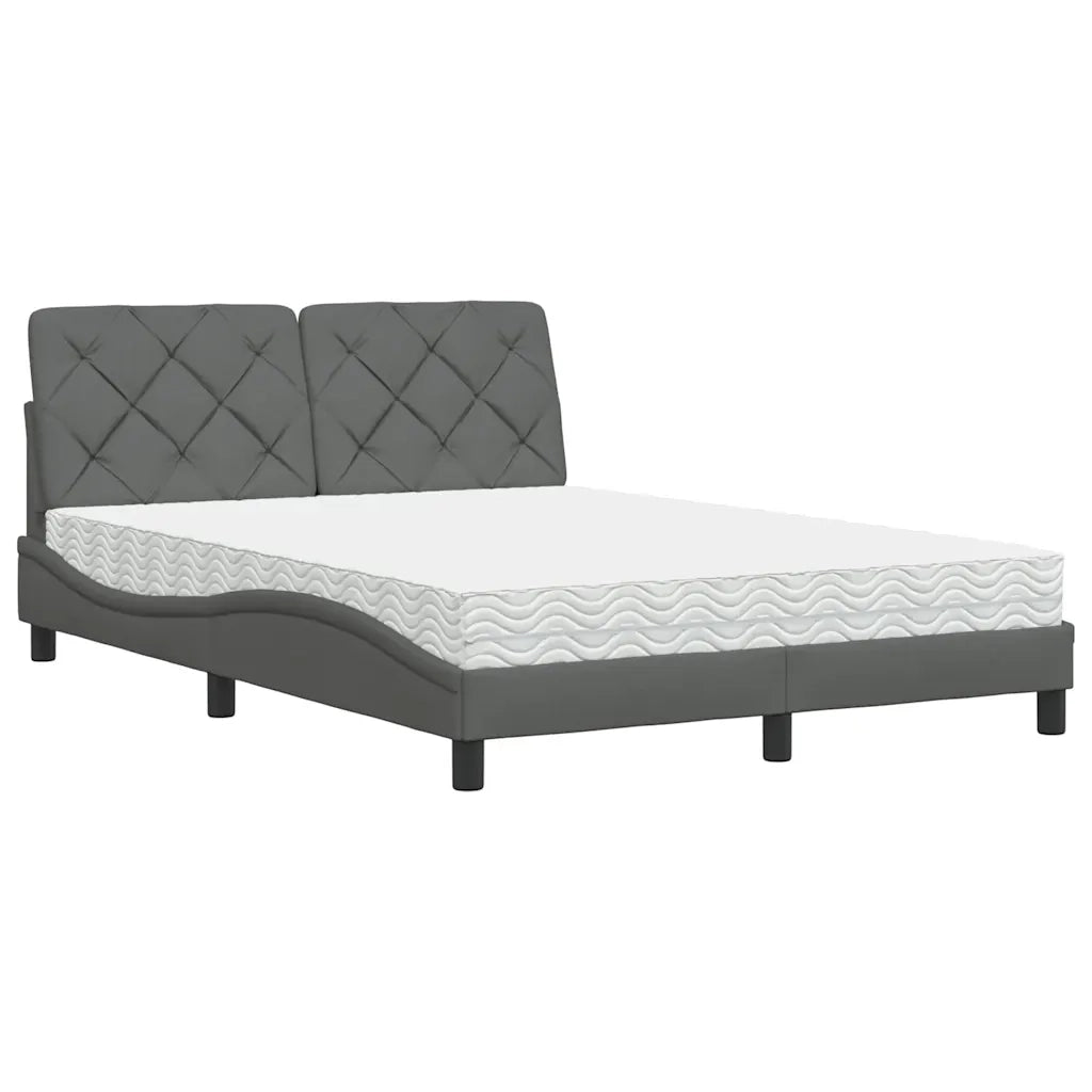 Letto con Materasso Grigio Scuro 140x190 cm Tessuto 3310735