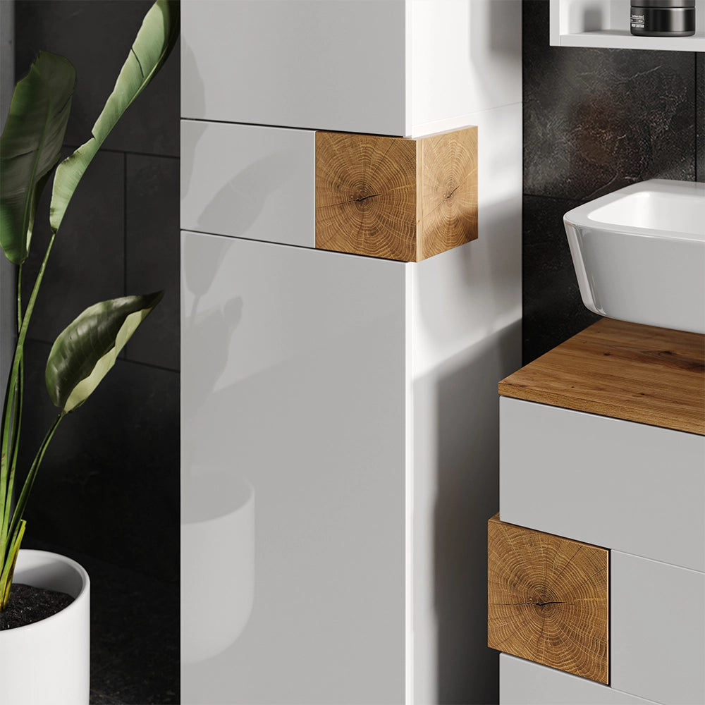 Vicco Set di mobili da bagno Bianco 3 parti, con colonna
