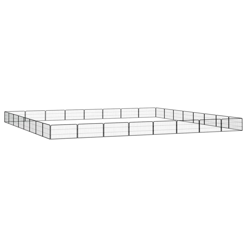 Box Cani 32 Pannelli Nero 100x50 cm Acciaio Verniciato Polvere 3115973